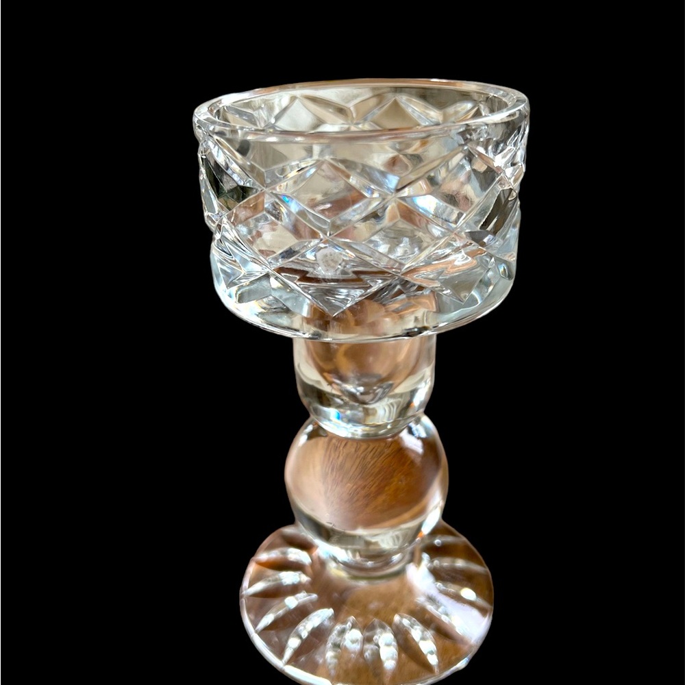 Vintage heavy crystal cut glass Candle holder